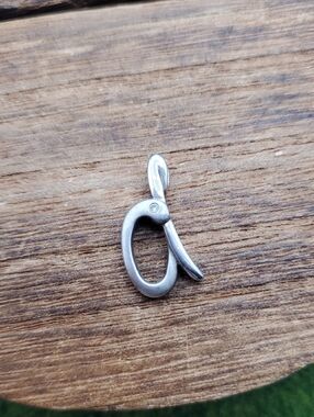 Authentic Diamond Solid Sterling Silver 2.18 Gram Pendant Initial D P412